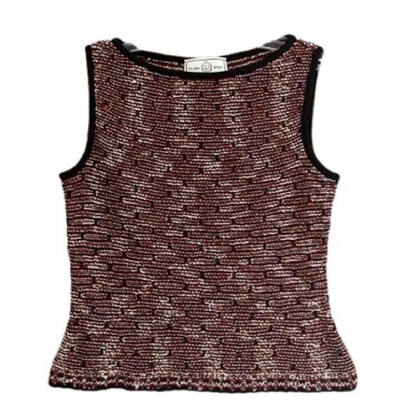 St John Sport Wool Blend Knit Multicolor Sleeveless Luxury Normcore Sweater SZ S - Picture 1 of 14